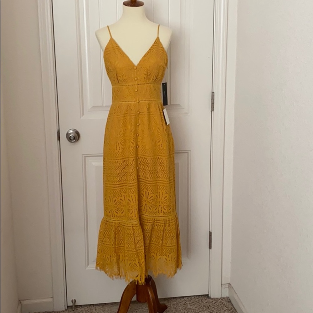 Lulus lace dress mustard color